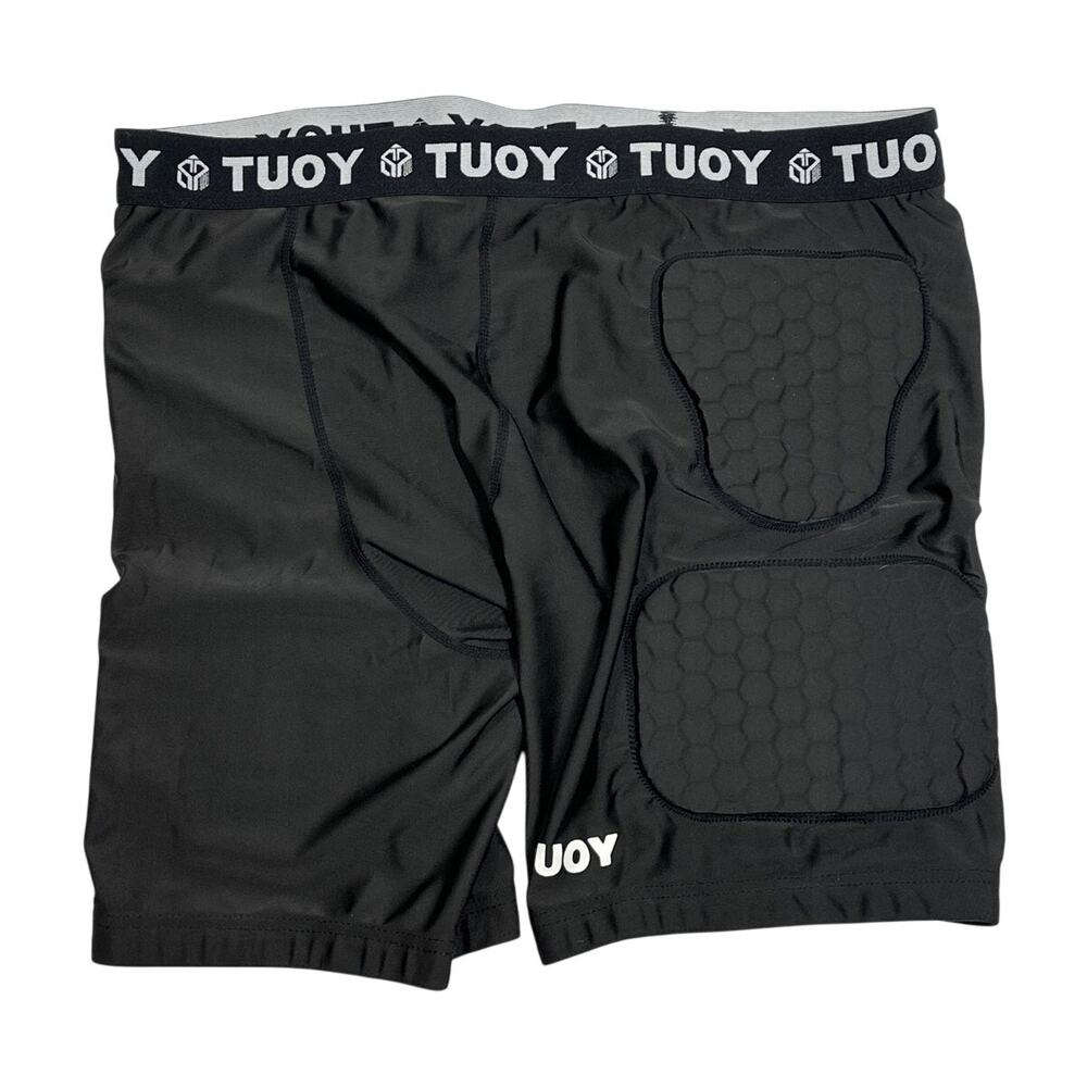 Tuoy Men's Padded Football Girdle Compression Shorts 5- Pads Black Sz XL Sports